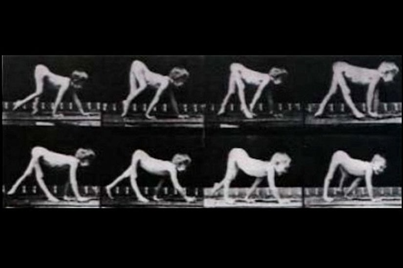 Dört ayak üzerinde yürüyen bir çocuk...