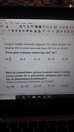 Buna gore arabanın ivmesi kacm/s2 dir?