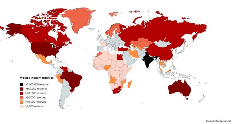 Dünya'daki toryum rezervlerinin dağılımı