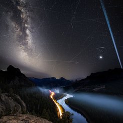 Meteors and Satellite Trails over the Limay River