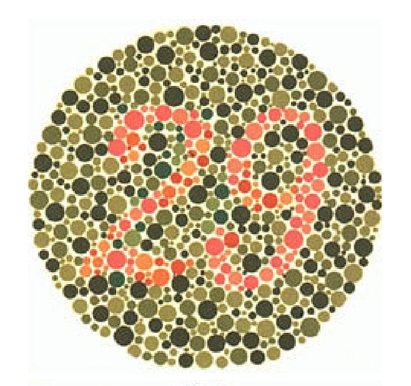 Plaka 4: Normal görüşlüler 29, kırmızı-yeşil renk körleri 70 sayısını görmeli.