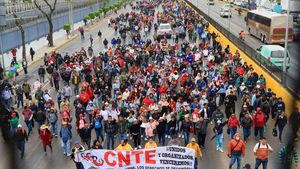 Teachers March In Mexico City Demanding Pension Reforms