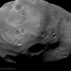 Phobos' South Pole from Mars Express