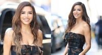 Eva Longoria Opts for Playful Prints in Michael Kors Belted Dress While Promoting New Disney+ Film