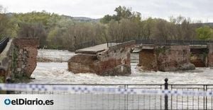 Historic Roman Bridge In Talavera Collapses Amid Rising River