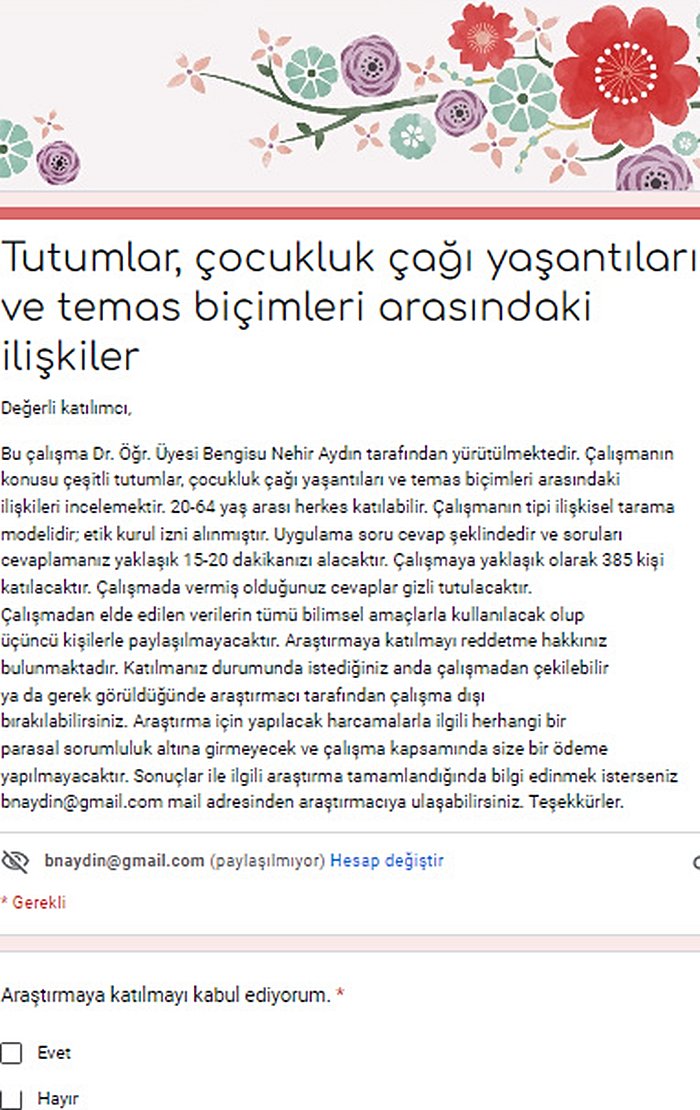 Tutumlar, Çocukluk Çağı Yaşantıları ve Temas Biçimleri Arasındaki İlişkiler