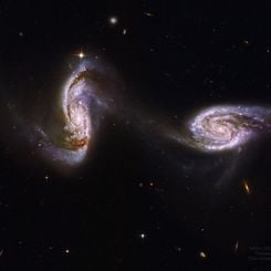  Arp 240: A Bridge between Spiral Galaxies from Hubble 