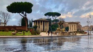 Rain And Thunderstorms Hit Rome On February 26