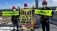 Arrests after Greenpeace gas protesters climb chimney stacks