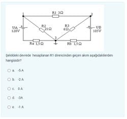 Şekildeki devrede hesaplanan R1 direncinden geçen akım kaçtır?