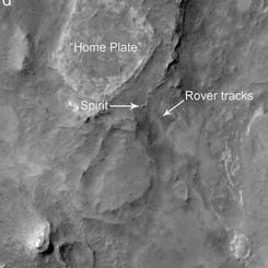 Spirit Rover on Mars Imaged from Orbit