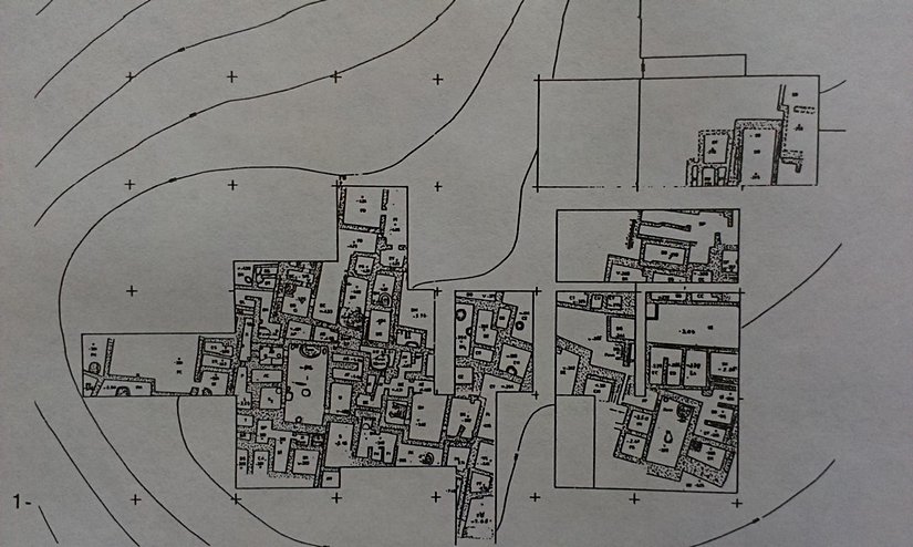 Değirmentepe Kalkolitik Çağ mimarisi çizim: Esin-Harmankaya 1987.