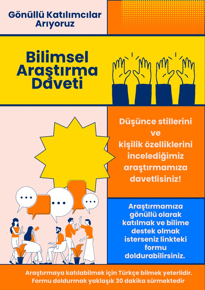 Düşünce Stilleri ve Kişilik Özellikleri Konulu Araştırmaya Katılım Çağrısı