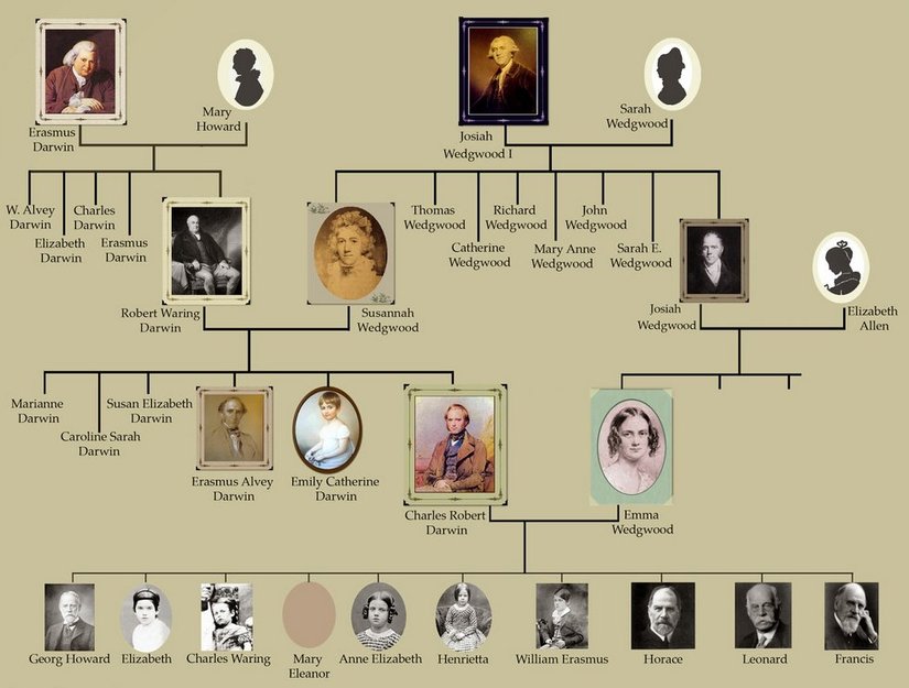 Charles Darwin ve Emma Wedgwood soyağacı