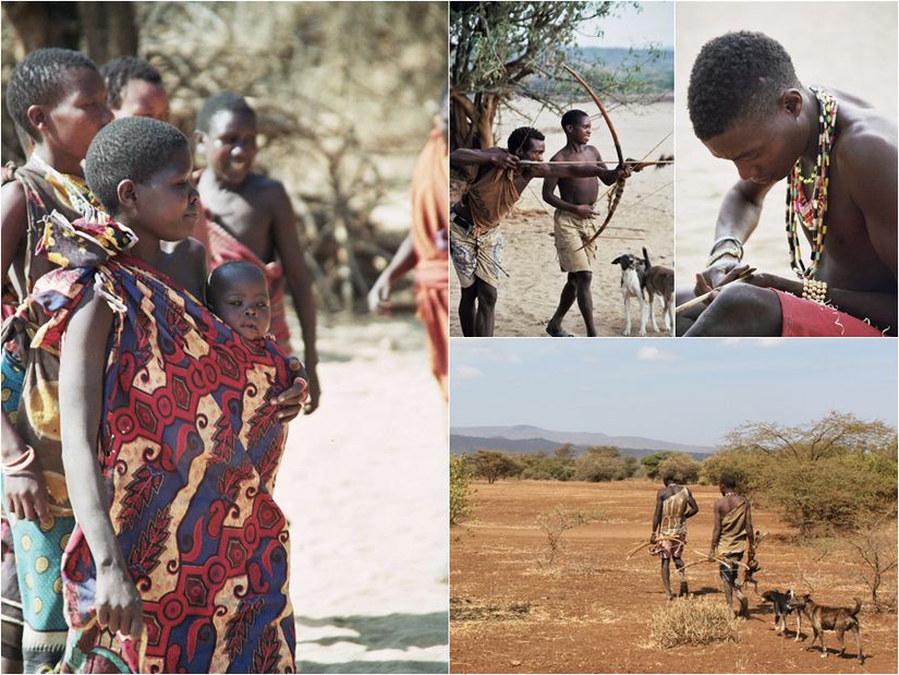 Hadza kabilesi insanları.