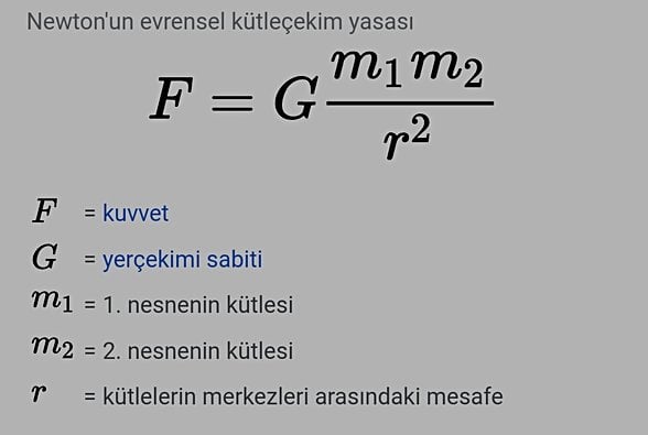 Kütle çekimi formülü