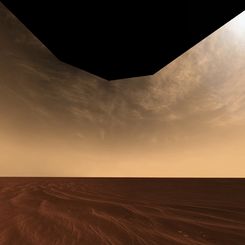 Clouds and Sand on the Horizon of Mars