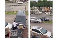 Johor police arrest teen Alphard driver after he allegedly rams motorcyclist, reverses into drain (VIDEO)