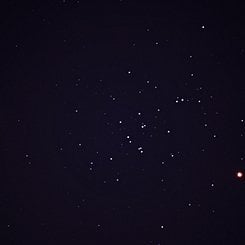 Saturn, Mars, and the Beehive Cluster