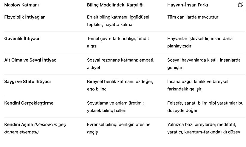 Karşılaştırma Tablosu