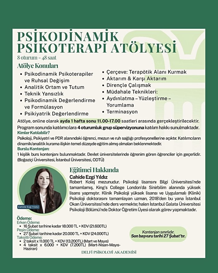 PSİKODİNAMİK PSİKOTERAPİ ATÖLYESİ