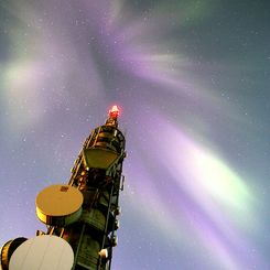 Aurora Over a Communications Tower