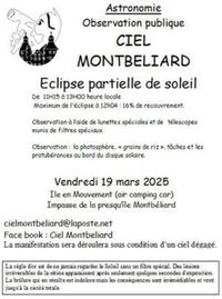 Observation de l'éclipse partielle de soleil : Rencontre, conférence à Montbéliard