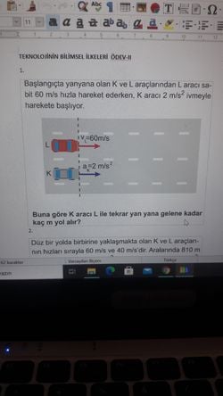 Buna göre k araci l ile tekrar yan yana gelene kadar kaç m yol alir?