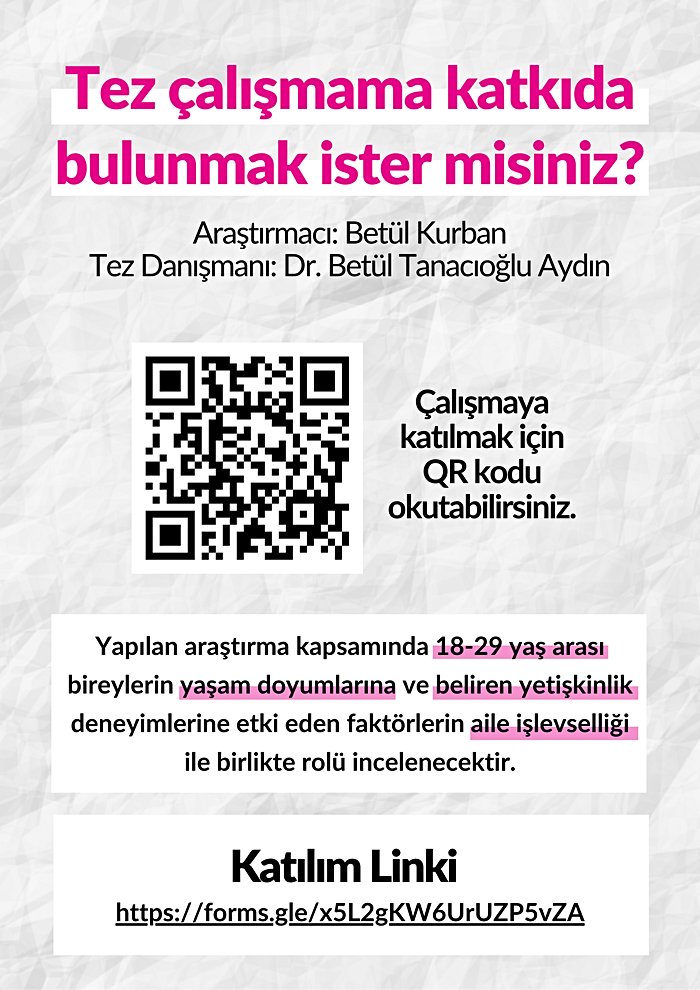 Çeyrek Yaşam Krizi ve Aile İşlevselliği Hakkında Tez Çalışması