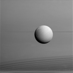 Dione, Halkalar, Gölgeler, Satürn