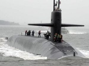 US Nuclear Submarine Greeneville Docks In Busan Port