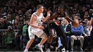 Celtics Dominate Early As Trail Blazers Rally Falls Short