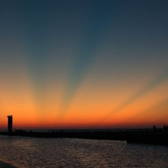 Crepuscular Rays Over Lake Michigan