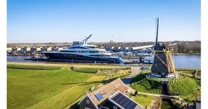 Megayacht ‘Faith’ Passes Through Alphen On Route To Rotterdam