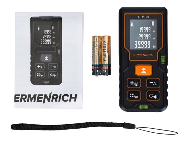 Ermenrich Reel PLUS GD100 Lazer Metre, siyah