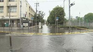 Water Main Break Causes Flooding Near Osaka Elementary School