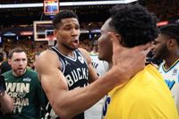 NBA playoffs: Giannis Antetokounmpo gets into exchange with Tyrese Haliburton's dad, scuffle with Bennedict Mathurin after loss