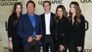 Arnold Supports Patrick Schwarzenegger At White Lotus Premiere