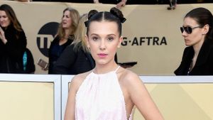 Millie Bobby Brown Stuns At SAG Awards With Peach Gown