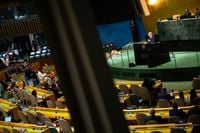 Alone at the podium