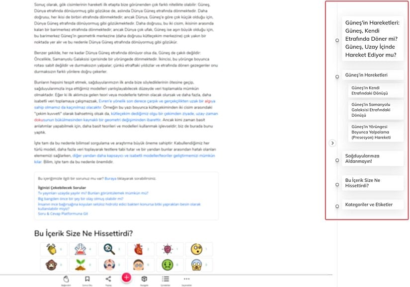 İçindekiler Paneli