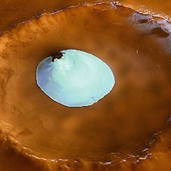 Water Ice in a Martian Crater