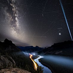 Meteors and Satellite Trails over the Limay River