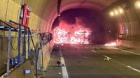 Muere un hombre tras volcar e incendiarse su camión en un túnel de la A-7 en Pilar de la Horadada