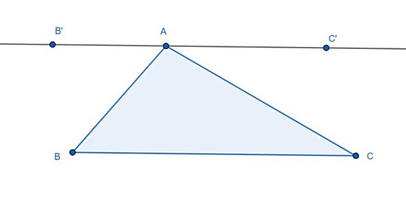 ABC üçgeni ve [BC] kenarına paralel doğru.