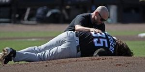 Ryan Weathers Hit In Head By Catcher Throw During Marlins Game