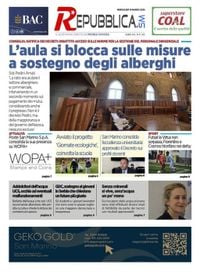 San Marino. La prima pagina de La RepubblicaSM