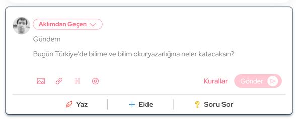 Gönderi yazma paneli.
