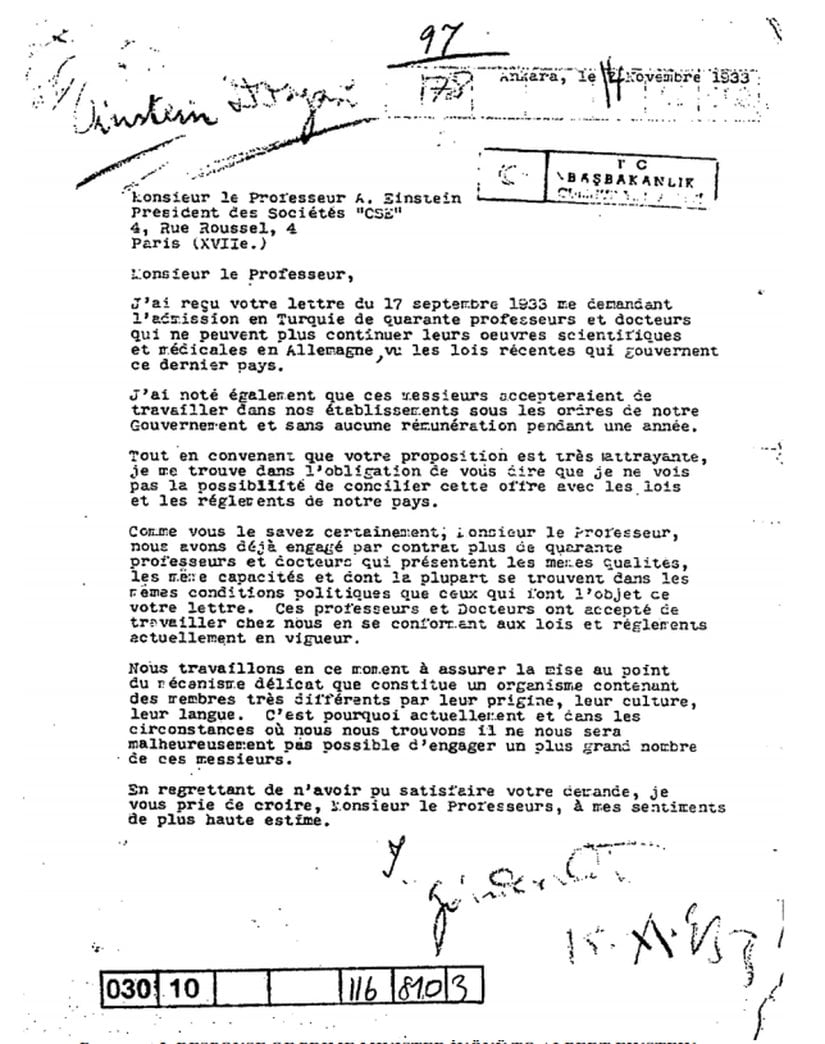 İsmet İnönü'den Einstein'a Ret