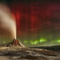 Aurora Over White Dome Geyser